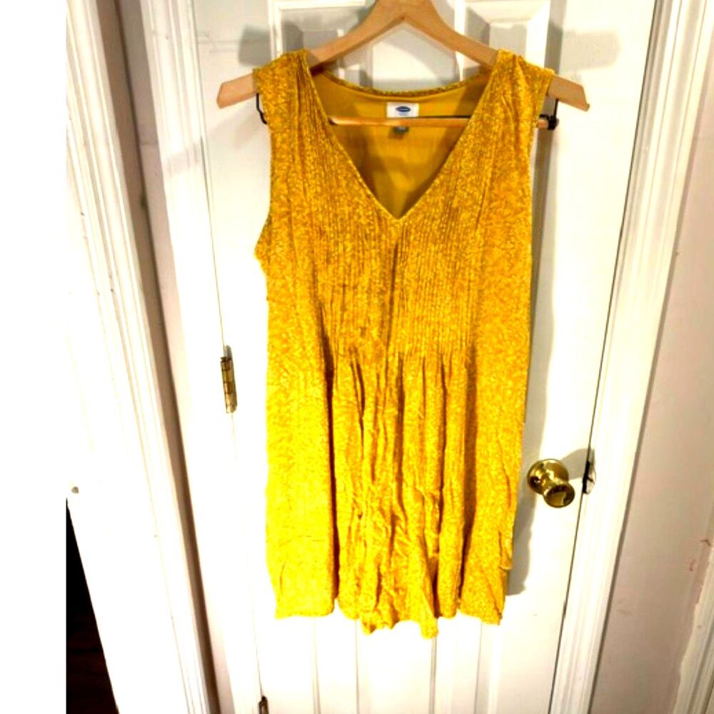 Old Navy Yellow Pleated Floral Sleeveless Mini Dress Size Large